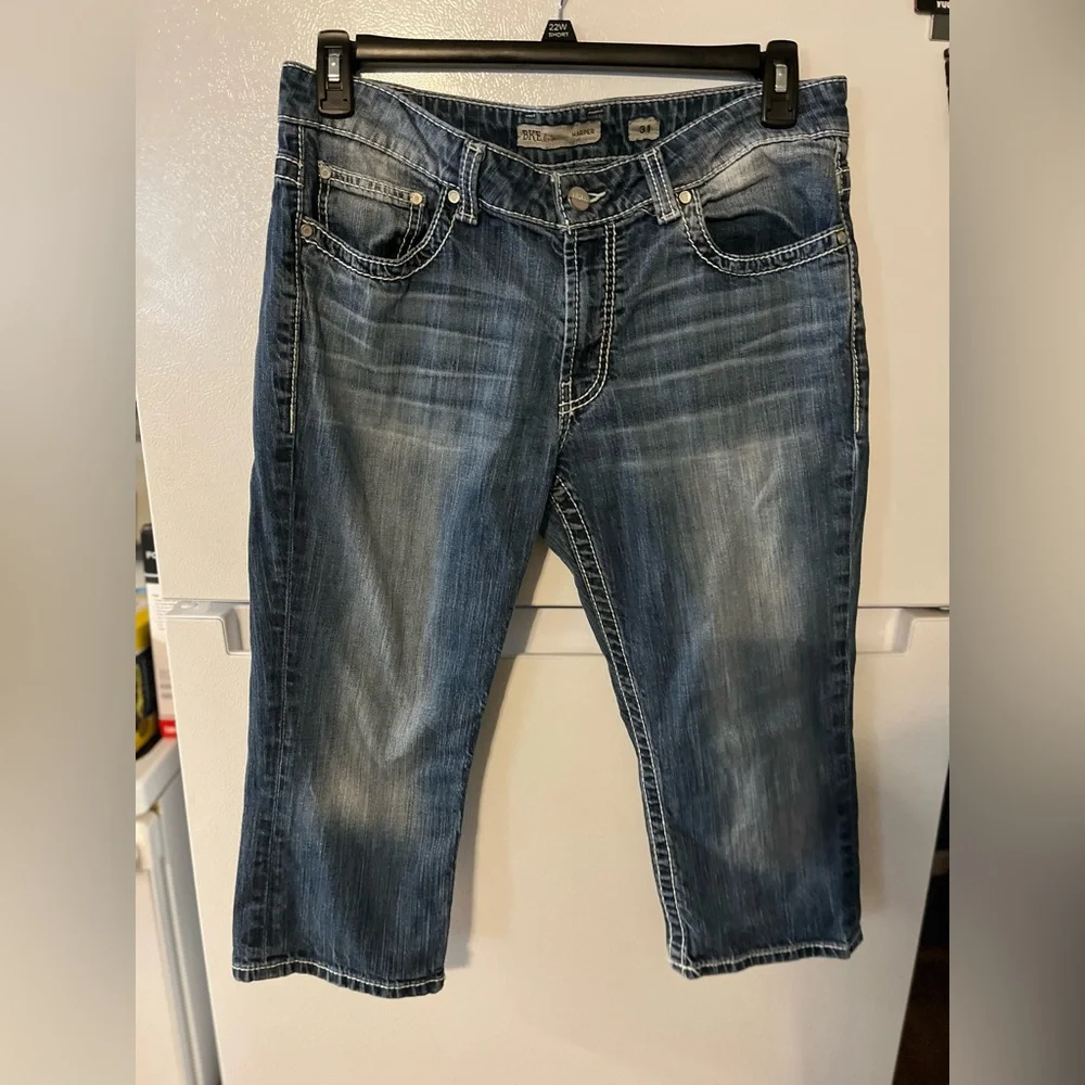 Buckle BKE Jeans Womens 31 Blue Harper Stretch‎ Cropped Western Cowgirl